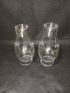 2 Clear Glass Hurricane Lamp Shades  Candle Chandelier 7.25" Tall 2.5" Fitter  - Picture 1 of 5