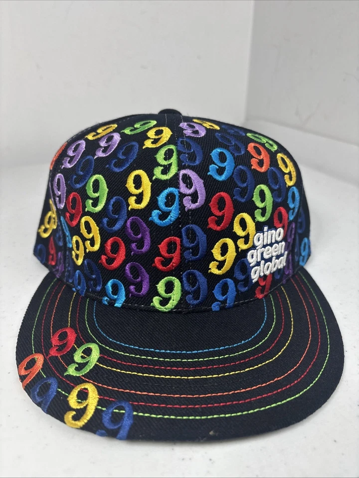 Gorra Gino Green Global 1999 negra multicolor 59FIFTY bordada por todas partes 7 1/8 Foto 1 de 4