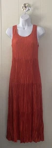 NWT EILEEN FISHER TIERED 100% CRUSHED SILK DRESS CRINKLE FLAME RED SZ XXS $378 - Picture 1 of 8