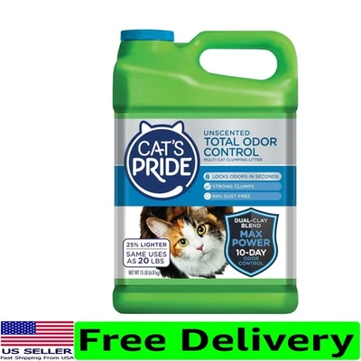 Basura para gatos Max Power con control total de olores de 10 días, hipoalergénica y sin perfume, 1... Foto 1 de 4