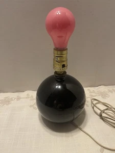 Vintage Leviton runde schwarze Glas Kaugummikugel Typ kleine Lampe 11" hoch *lesen - Bild 1 von 14