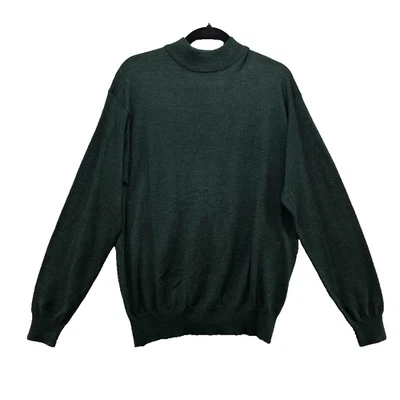 Metropolitan View Wool Sweater Mens Medium Green Mock Neck Pullover Classic - Image 1 of 4