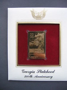 1988 Georgia Statehood 200Th Anniversary replica GOLDEN FDC Cover STAMP - Picture 1 of 2
