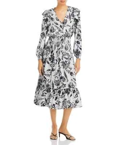 Lot of 18 Aqua Smocked Floral Print MIDI Dresses Blue Multi Floral NWT $118 - Picture 1 of 13