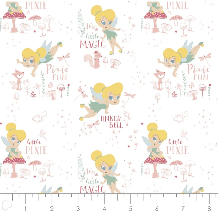 Disney's Peter Pan & Tinkerbell Pixie Magic White Cotton Fabric by the Yard - Image 1 of 1