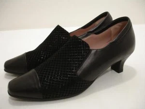 Womens 11 11.5 42 BeautiFeel Frances Bootie Shoes Pump Black Net Leather Cap-Toe - Picture 1 of 13