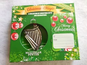 Mullingar Pewter Christmas Hanging Ornament, Harp - Picture 1 of 1