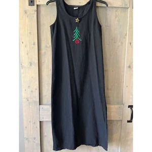 Vintage 90's Wek Tank Dress 100% Cotton Ribbed Christmas Tree Gold Star Size 1 - Picture 1 of 7