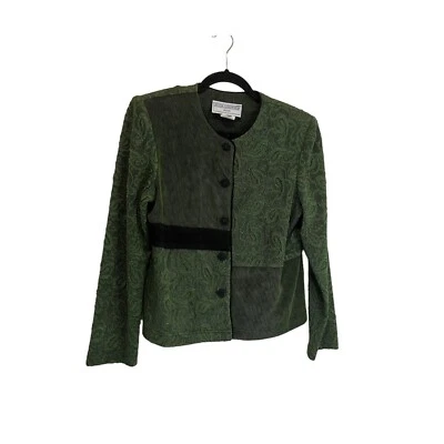 Chaqueta Blazer Jessica Howard Petite Paisley Patchwork Botones Verde Para Mujer 12 Foto 1 de 4