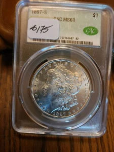 1897-S CAC MS61 MORGAN SILVER DOLLAR - Picture 1 of 4