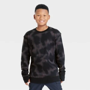 Boys' Fleece Crewneck Sweatshirt - All in Motion Black M - Picture 1 of 1