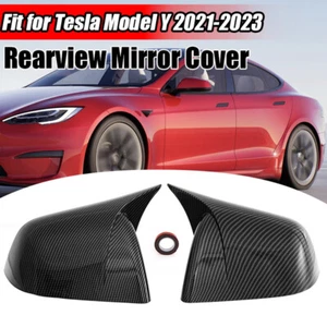 LH+RH For Tesla Model Y 2020-2022 Carbon Style Mirror Covers ABS Car Accessories - Imagen 1 de 11