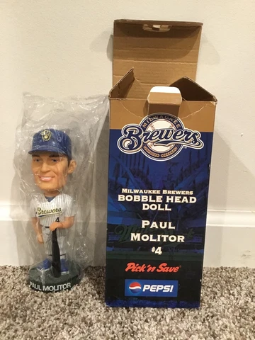 2003 MILWAUKEE BREWERS HOF PAUL MOLITOR "PINSTRIPE" SGA BOBBLEHEAD ~ NIB Cover