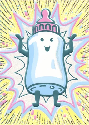 New Baby Greeting Card - Baby Bottle Super Hero - Image 1 of 2