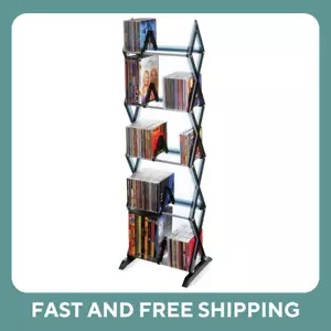 Atlantic Mitsu 130 CD 90 DVD Bluray Games 5 Tier Shelf Media Organiser Rack - Picture 1 of 8