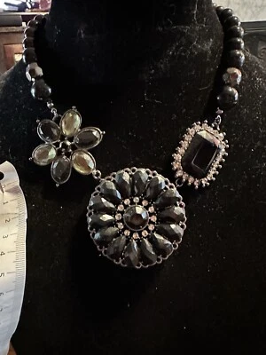 Combo broche joyería hematita Premier Designs 20" collar con cuentas cristales negros Foto 1 de 2
