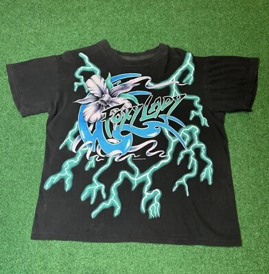 Vintage 90s American Thunder Foxy Lady Lightning Print Boxy Medium Women T Shirt - Image 1 of 4