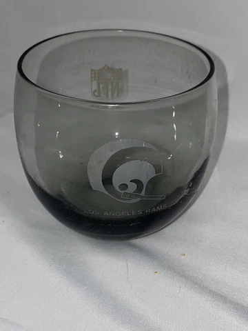 3 Vintage 1970s NFL Smoked Glasses Whiskey HighBall Tumblers LA Rams Los Angeles Cover