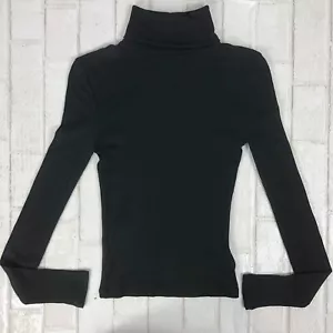MADEWELL NWT Women's True Black Cropped Turtleneck Long Sleeve Tee TOP XXS NN129 - Picture 1 of 6