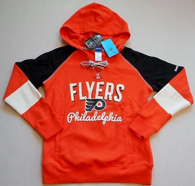 PHILADELPHIA FLYERS REEBOK HOODED SWEATSHIRT HOODIE WOMENS M L XL 2X ORANGE NWT - Image 1 of 3