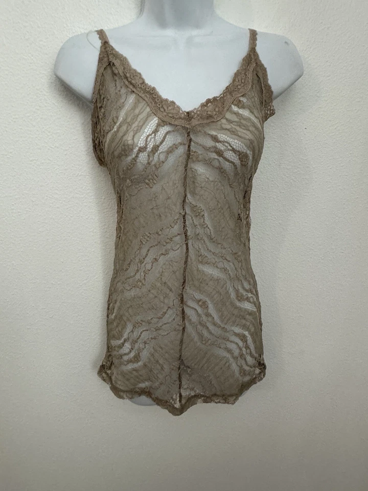 Camiseta sin mangas FRESH PRODUCE para mujer camisola encaje marrón larga mediana excelente Foto 1 de 4