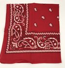 Vintage Red Paisley Bandana Usa Cotton Western Rn-13960 Nos Fast Color