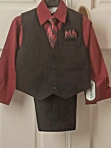 Boys Vest Suit Set Burgundy , Size:  4 ( 4-5 years) - Picture 1 of 1