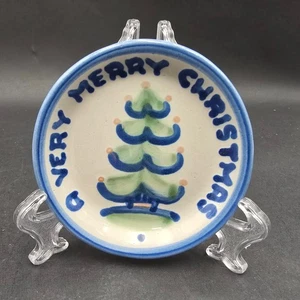M A Hadley A VERY MERRY CHRISTMAS Signed Pottery Coaster Mini Plate USA - Picture 1 of 6