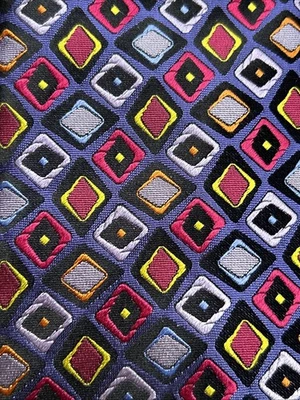 Corbata de seda Robert Talbott para hombre EE. UU. rosa púrpura negro geométrica 3 7/8 X 59 Foto 1 de 4