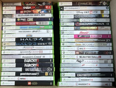 Lote de 40 juegos Xbox 360 revendedor masivo Halo Gears Fable Assassins Batman Foto 1 de 4