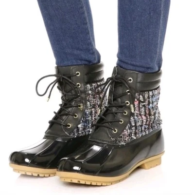 Sam Edelman Women's 9/39 Caldwell Black Calf Tweed Winter Rain Duck Boots Casual - Image 1 of 4