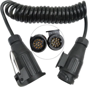 3M CURLY CABLE 12N 13 PIN TO 13 PIN PLUG TRAILER LIGHTING CONVERSION ADAPTOR - Picture 1 of 1