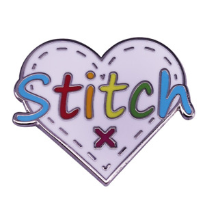 Rainbow Stitch Heart Sewing Quilt Sew Craft 1.25" Lapel Enamel Pin @ US SELLER