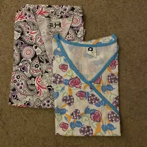 scrubs Tops women Beverly Hills, O2 With Pockets Paisley, Hearts And Flowers - Picture 1 of 9