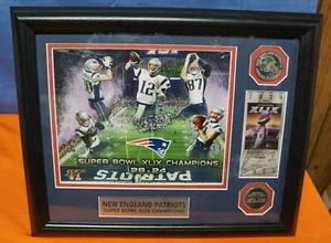 New England Super Bowl Champions XLIX Framed Photo Ticket Stub 16x12 Silver Coin - Picture 1 of 7