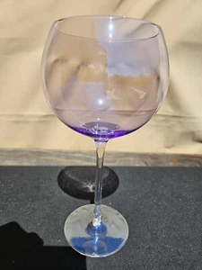 Globo de cristal fino copa de vino taza de amatista púrpura vástago transparente 8 1/2" - Imagen 1 de 8