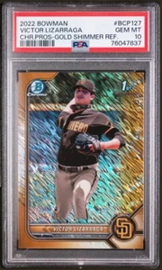 Victor Lizarraga, #/50 Gold Shimmer, 2022 (1st) Bowman Chrome, PSA 10 - GEM MINT - Picture 1 of 2