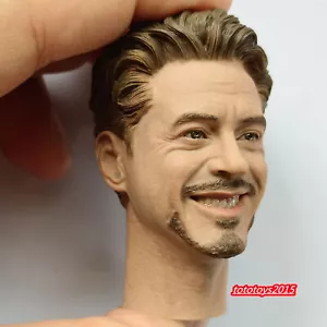 1/6 Man Tony Stark Smiling Expression Head Sculpt For 12" Male Figure - Picture 1 of 6