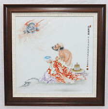 Chinese  Famille  Rose  Porcelain  Plaque  With  Frame
