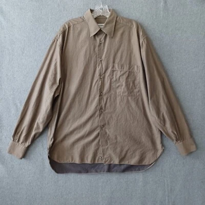 Camisa Lorenzini Para Hombres 16 Marrón Manga Larga Abotonada Informal Preppy Ropa de Trabajo Camisa Foto 1 de 4