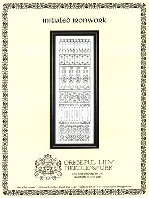INITIALED IRONWORK  Embroidery Pattern by Graceful Lily Needlework - Image 1 of 2
