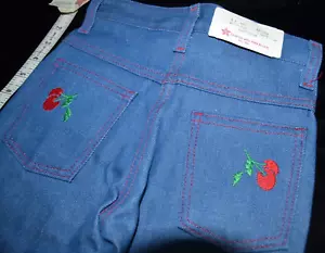 JEANS DENIM Niños Talla 4 Reg De Colección CEREZAS HECHAS A MANO CON ORGULLO EE. UU. Años 80 90 Niñas - Imagen 1 de 9
