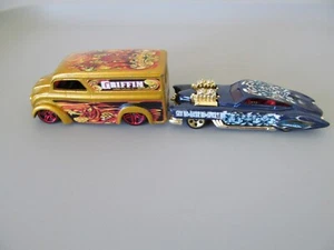 Hot Wheels 1997 Gold Griffin Dairy Delivery & Truck 2000 Evil Twin Blue Car - Picture 1 of 6