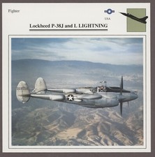 Lockheed P-38J & L  Lightning Warplanes Military Aircraft Edito Service Card USA