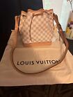 Louis Vuitton NoNo Bucket & Drawstring Bag BB White Coated Canvas Damier Azur