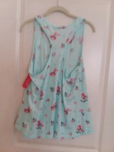Neu mit Etikett Xhilaration aquagrünes geblümtes Racerback-Sleepshirt Damen L - Bild 1 von 3