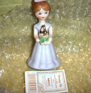 MIB BRUNETTE Growing Up Birthday Girls Age 4 Year Figure Bisque Porcelain-Enesco - Imagen 1 de 1