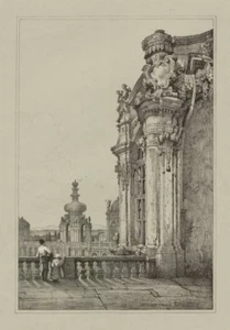 Zwinger Palace, Dresden. Rare lithograph by Samuel PROUT c1830 old print - Picture 1 of 1