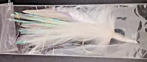 Vintage Fly Fishing Lure Streamer Fly 4" inch White Feather Trailor Hook - Picture 1 of 2
