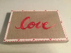 6 1/2 by 4 1/2 love on canvas excellent condition! - Picture 1 of 2
